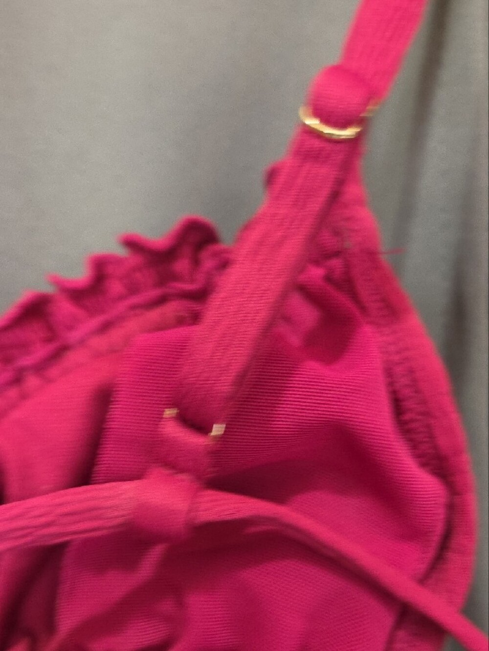 Women's Ruffled Tie-Front Swim Bralette - Raspberry Pink - Picture 4 of 8
